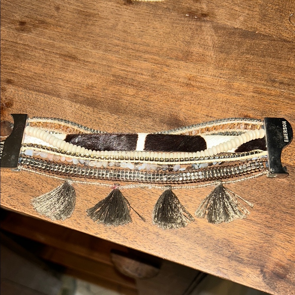 Victoria Emerson Black and Cream Beaded Bracelet